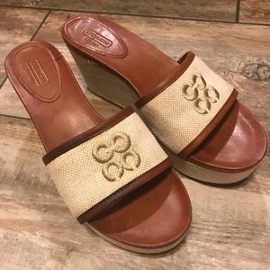 Coach - Leather and Canvas Jack Wedges (8B)